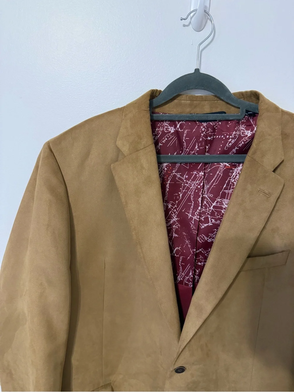Nautica Men's Tan Suede Blazer - Classic Two-Button Style